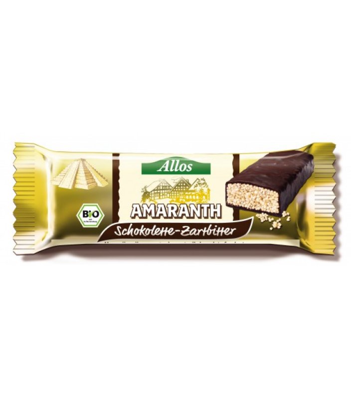 Allos Amaranth Riegel mit Zartbitterschokolade, 25 g, Bio