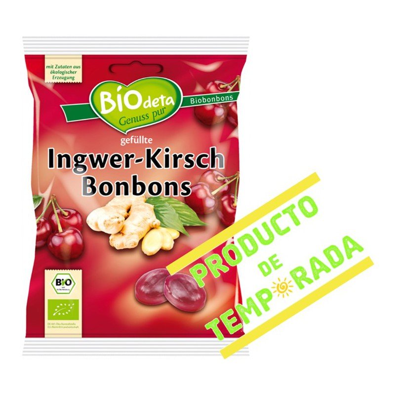 Bonbons gefüllt mit Ingwer und Kirsche Biodeta 75 g
