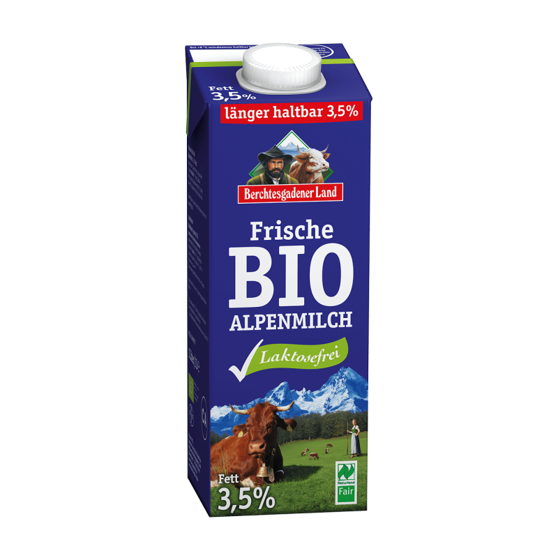 Fresh organic alpine milk 1 L lactose free