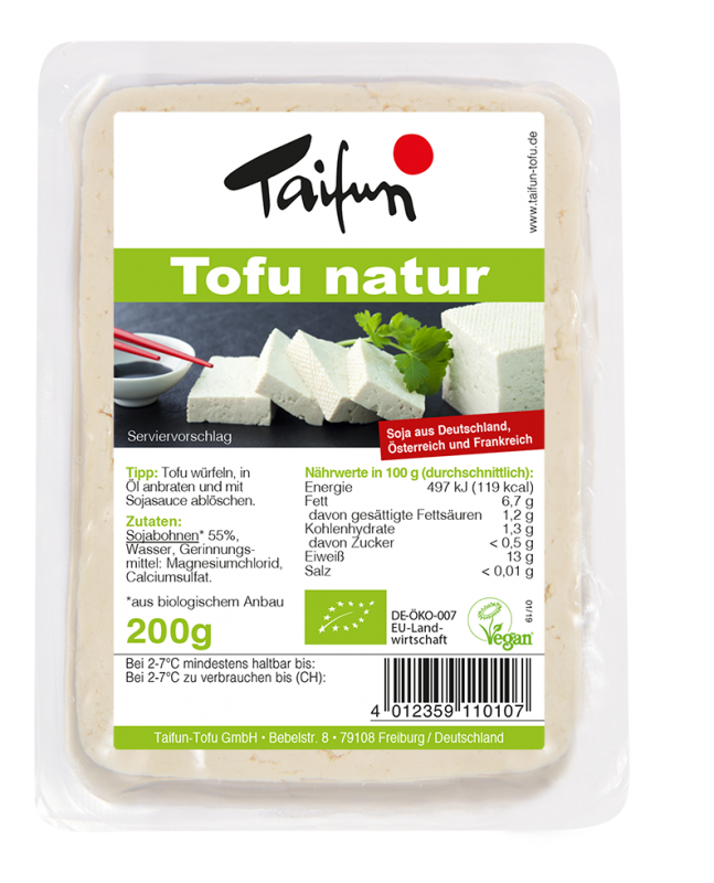 Taifun Tofu Bio natur 200 gr. mit Rezept