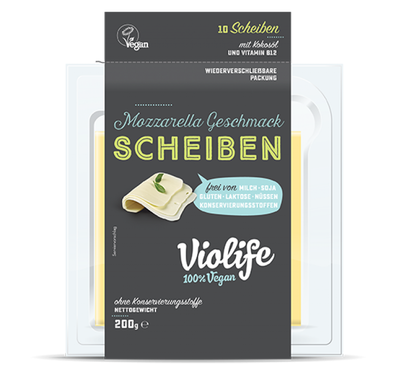 Käse Vegan Scheiben mit Mozzarella-Geschmack Bio 200 gr.