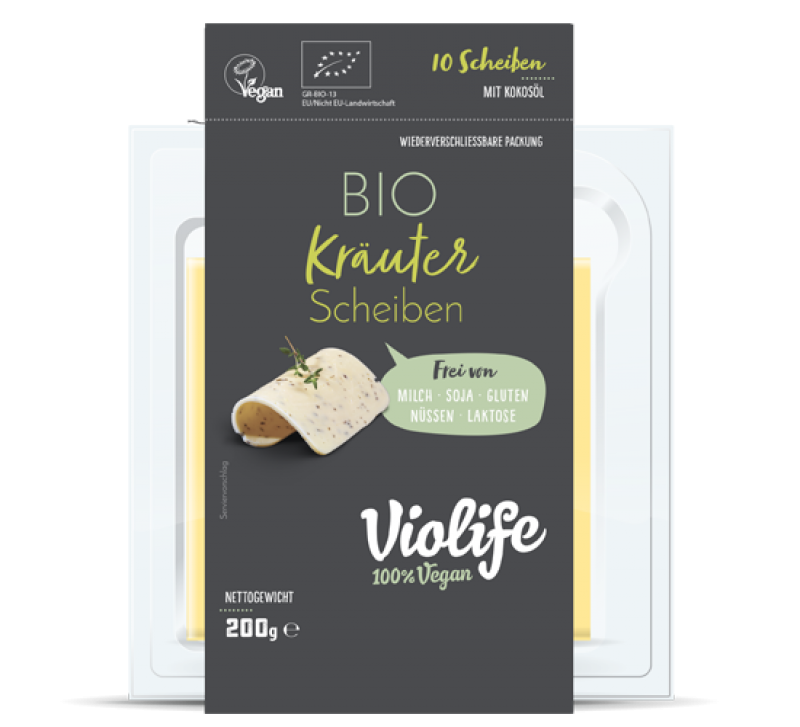 Käse Vegan BIO Scheiben mit Kräutern 200 gr.