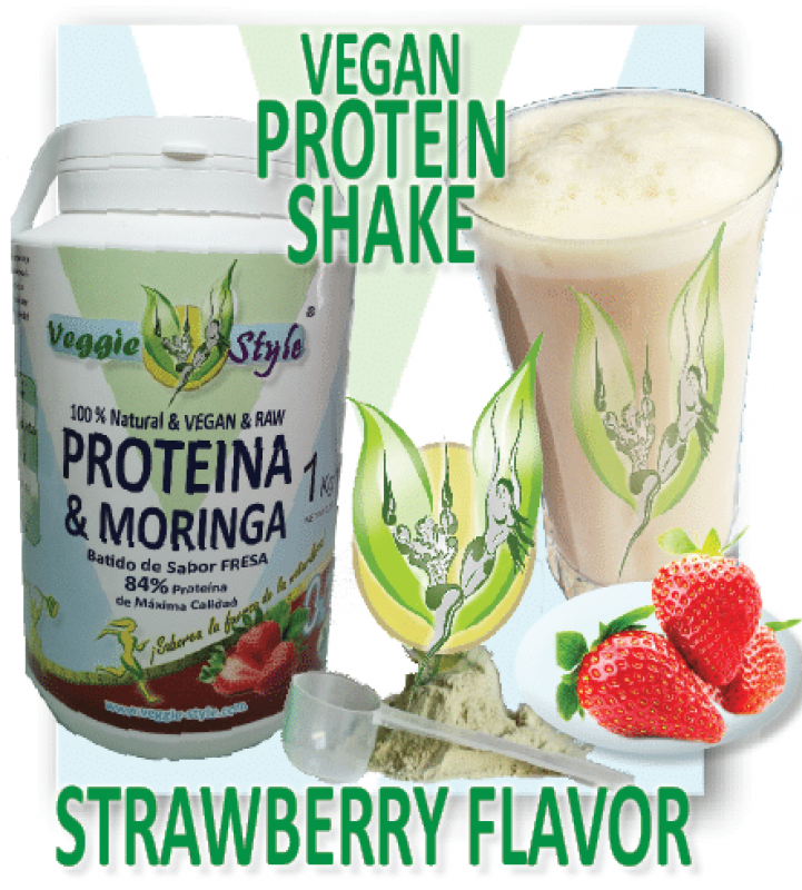 Bio Veggie Style Protein mit Moringa 84 % mit Erdbeergeschmack 1 KG