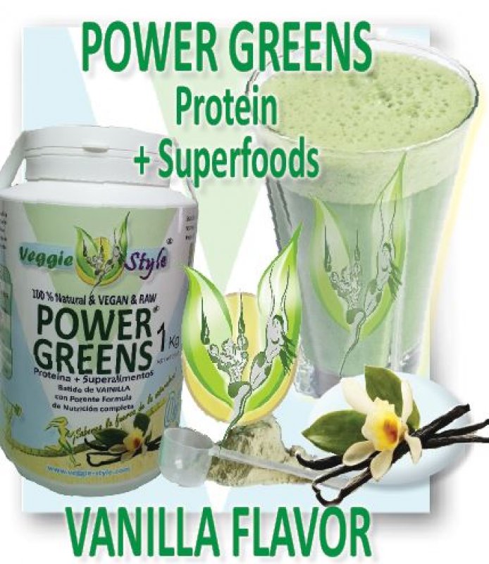 Power Greens - 1Kg - sabor vainilla Vegan de Veggie Style