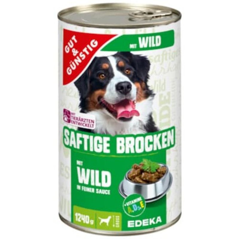 Gut & Günstig Hundefutter Saftige Brocken mit Wild 1240g