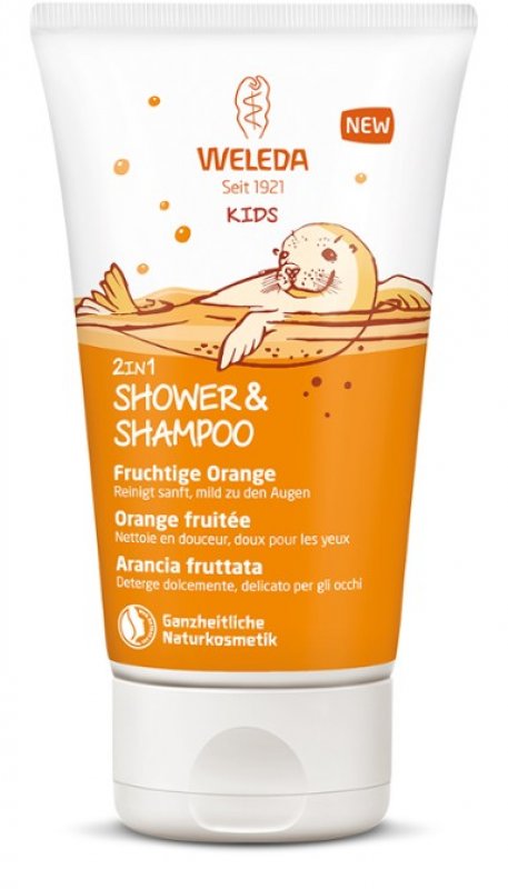 Kids 2in1 Shower & Shampoo Fruchtige Orange 150 ml Weleda