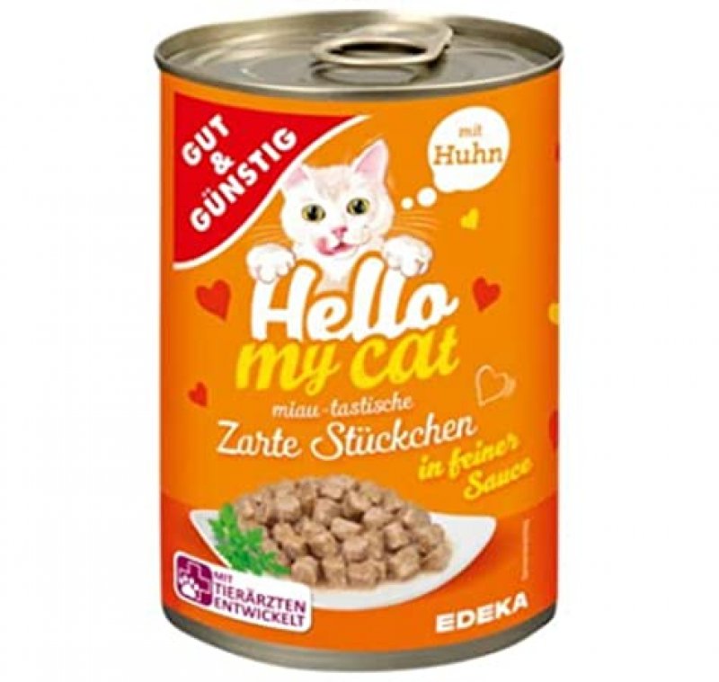 Gut & Günstig Hello My cat Zarte Stückchen mit Huhn in feiner Sauce  415 GR