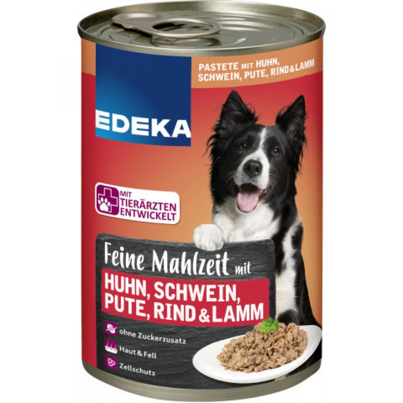 EDEKA Hundefutter Feine Mahlzeit mit Huhn, Schwein, Pute, Rind und Lamm 400G