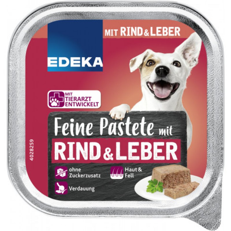 EDEKA dog food fine pate with beef and liver 150G