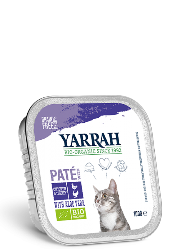 6 x Organic cat food pate with chicken and turkey 100 gr.