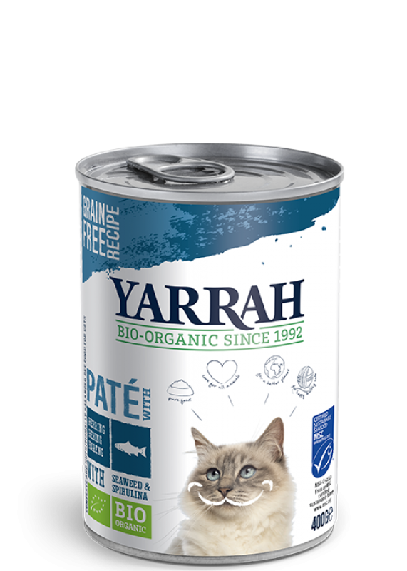6 x organic cat food pate with fish 400 gr.