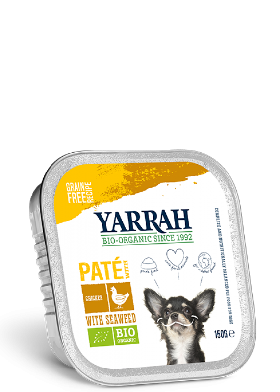 6 x organic dog food pate with chicken 150 gr.