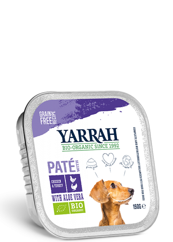 6 x organic dog food pate with chicken and turkey 150 gr.