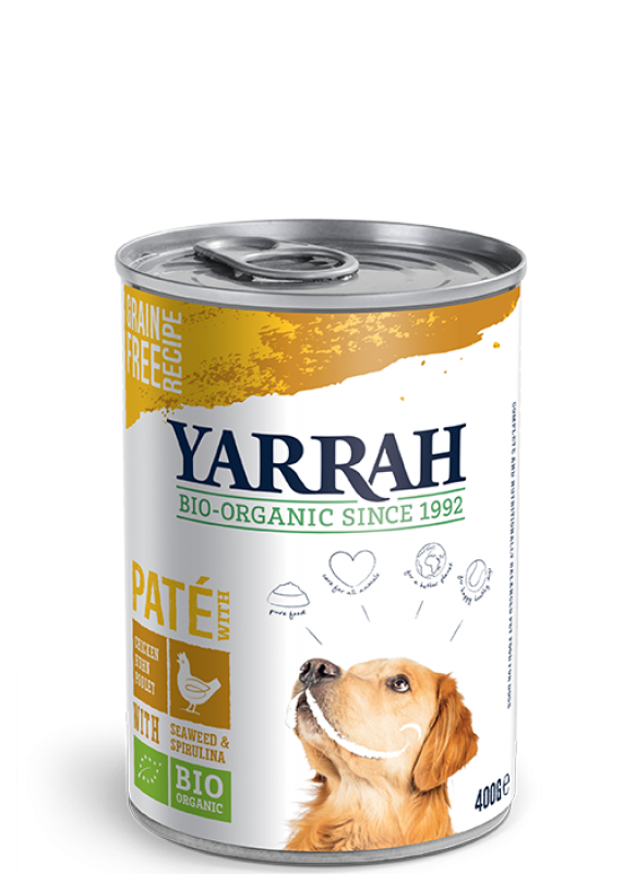 6 x organic dog food pate with chicken 400 gr.